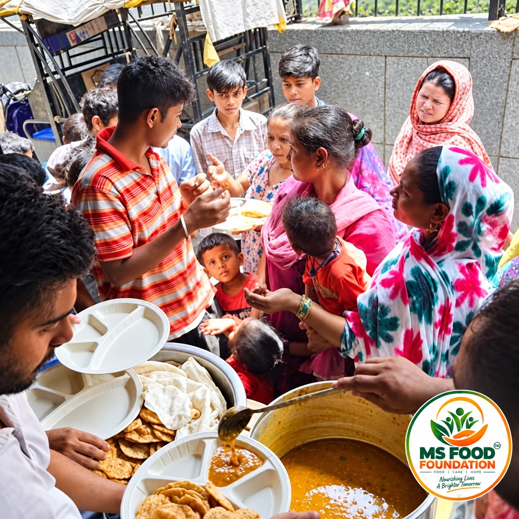 Food distribution scene